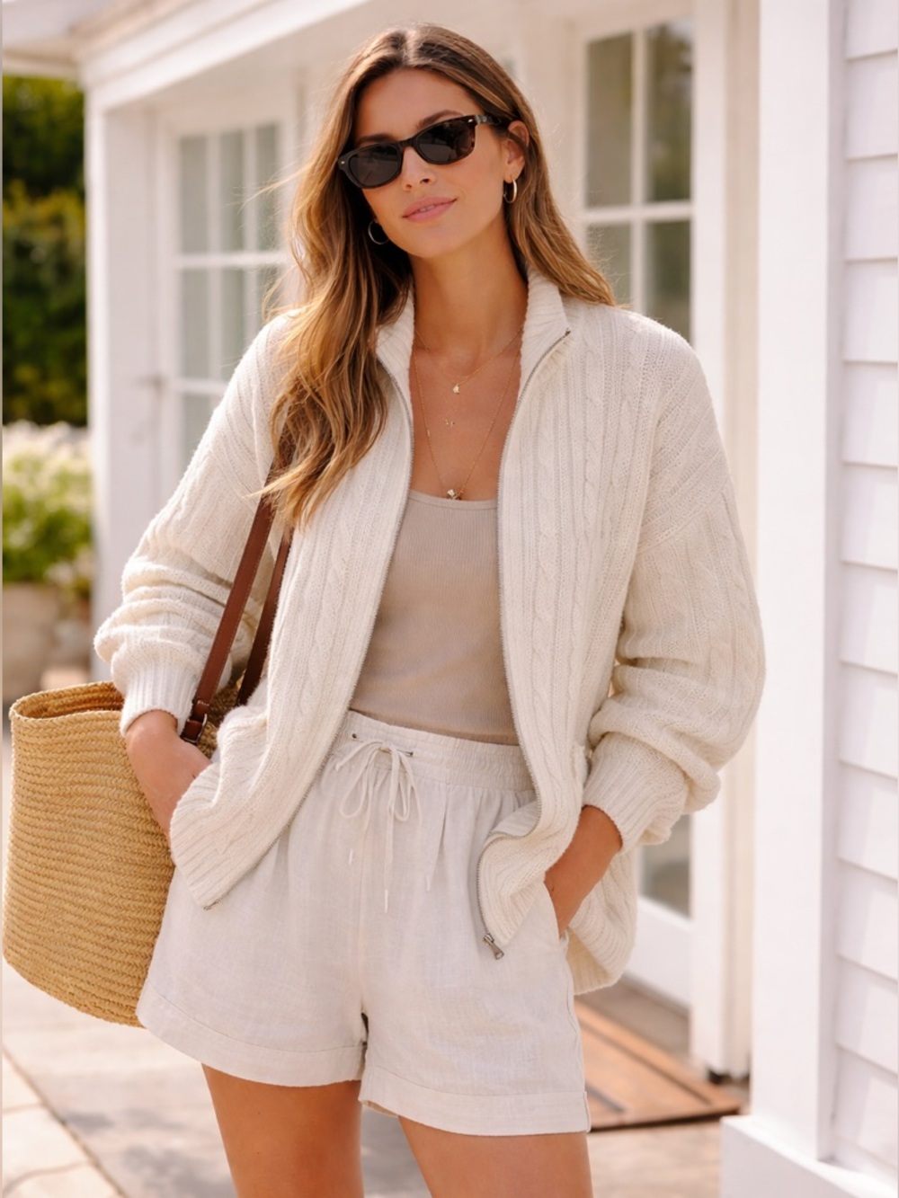 L.L. Bean | Cable Knit Zip Cardigan | 100% Cotton | 1X